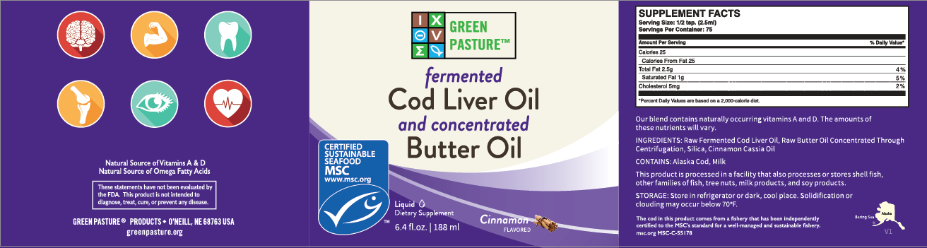 Green Pasture fermentovaný olej z tresčej pečene + maslový olej - škorica