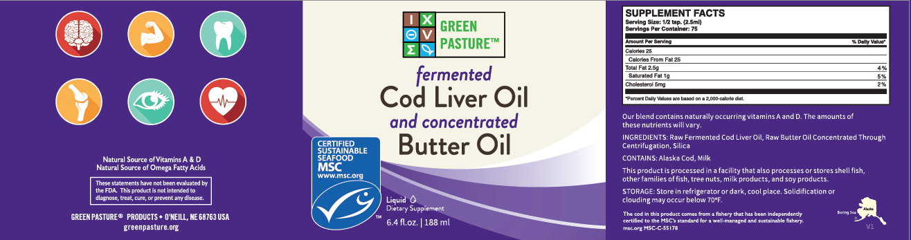 Green Pasture fermentovaný olej z tresčej pečene + maslový olej - natural
